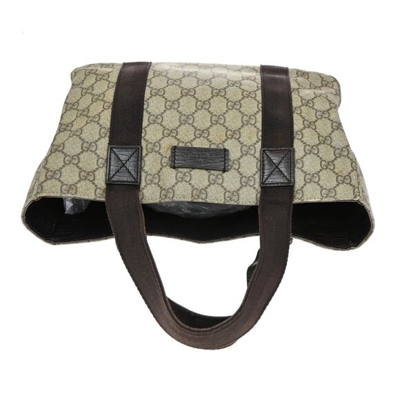 GUCCI Logo GG Pattern Hand Tote Bag PVC Leather Brown Made In Italy - Picture 9 of 16